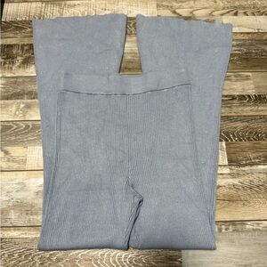 Abercrombie Fitch Women's  Ribbed Trouser Pants Kick Flare Grey Blue Size S NWT